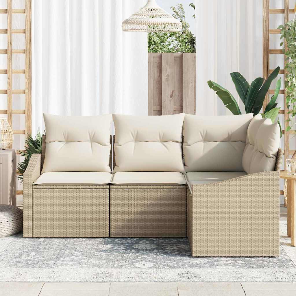Garten Essgruppe mit Kissen mit Speicher 4 pcs Beige und Creme